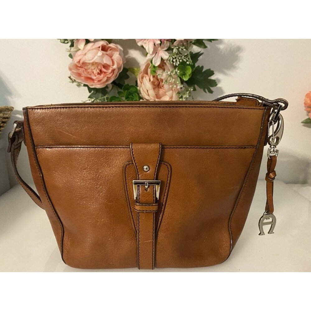 Vintage Etienne Aigner Leather Crossbody Shoulder Bag Purse Brown Boho Organizer - Picture 2 of 16